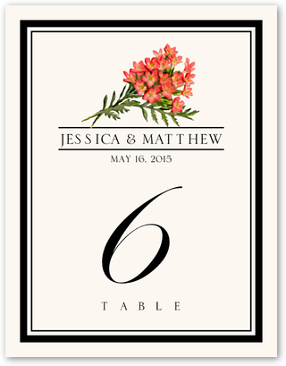 Bouvardia Flower Assortment Wedding Table Number